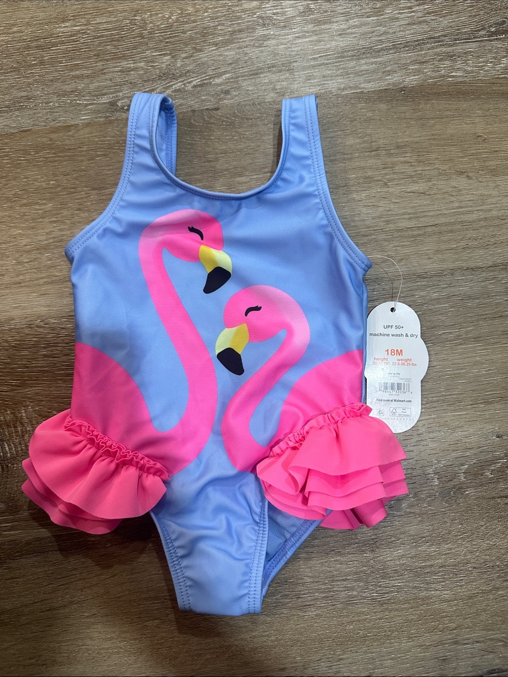 wonder nation Purple One-Piece Swimsuit with Pink Flamingos UPF 50+